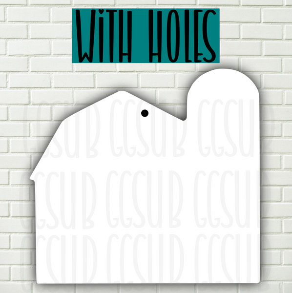 MDF - Barn with silo door hanger with holes 3 sizes to choose from
