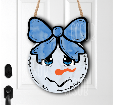 Digital design- Snowman with blue bow