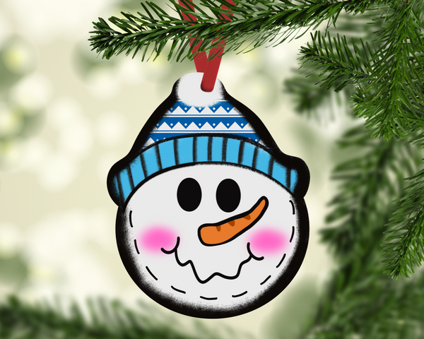 Digtial design - Blue plaid snowman head