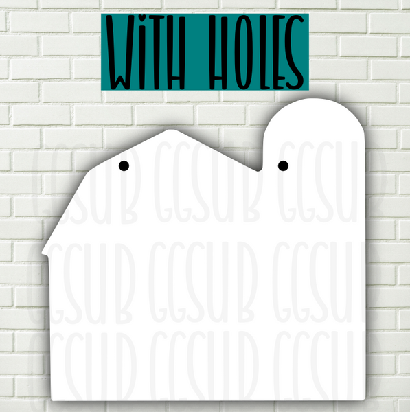 MDF - Barn with silo door hanger with holes 3 sizes to choose from