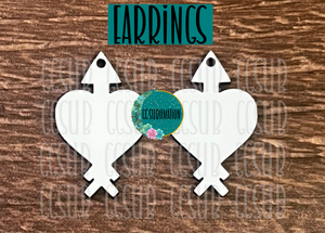 MDF - Heart arrow earrings 2 sizes to choose from