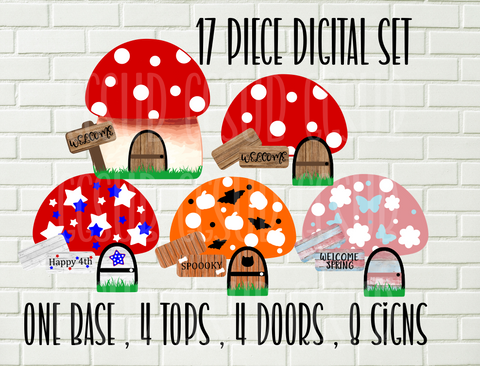 Digital design - 17 piece bundle mushroom