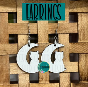MDF - Cat on moon earrings 3 sizes to choose from