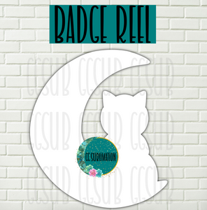 MDF - Cat on moon withOUT holes 2 sizes to choose from (great for badge reels & hairbow centers)