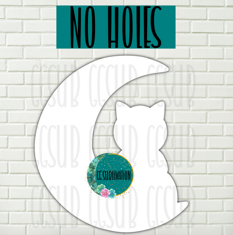 MDF - Cat on moon door hanger withOUT holes 5 sizes to choose from