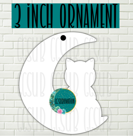 MDF - [3 INCHES] - Cat on moon 10pc or 25pc Ornament Bundle Price