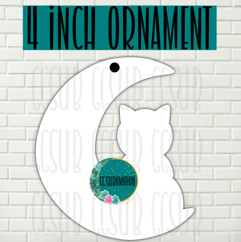 MDF - [4 INCHES] - Cat on moon Ornaments