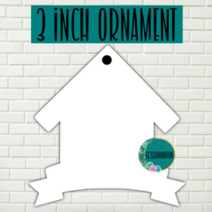 MDF - [3 INCHES] - House with banner 10pc or 25pc Ornament Bundle Price