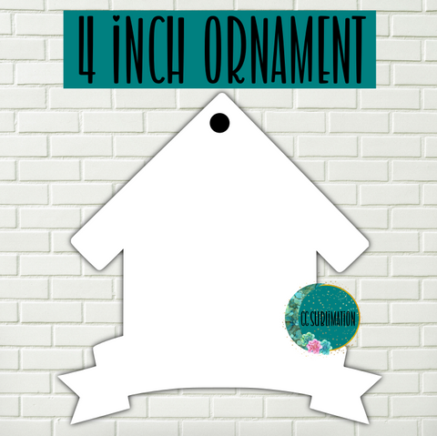 MDF - [4 INCHES] - House with banner Ornaments