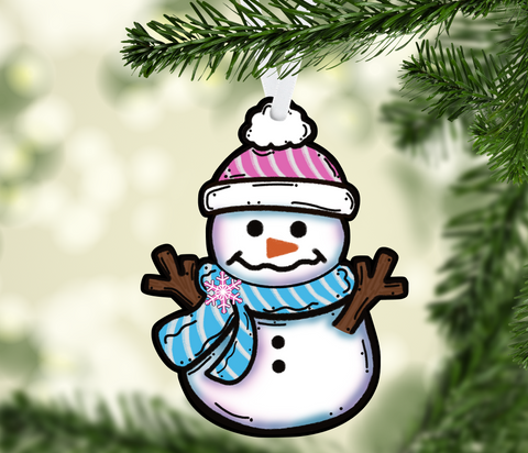 Digital design - Pink and Blue snowman