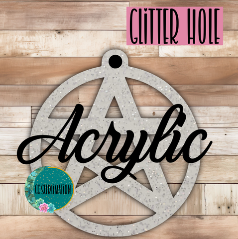 Glitter Witch pentagram  With or Without Hole - Sublimation Acrylic