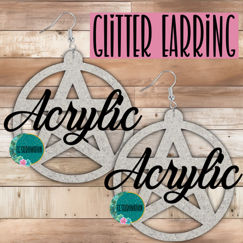 Acrylic Glitter Witch pentagram 5 & 10 pairs 1.5 & 2 inch size - Sublimation Acrylic