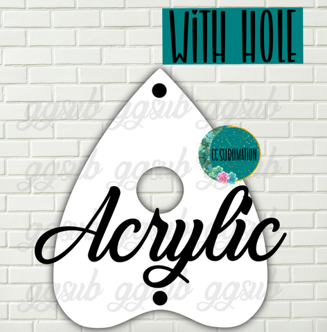 Acrylic Planchette TWO HOLES - Sublimation Acrylic