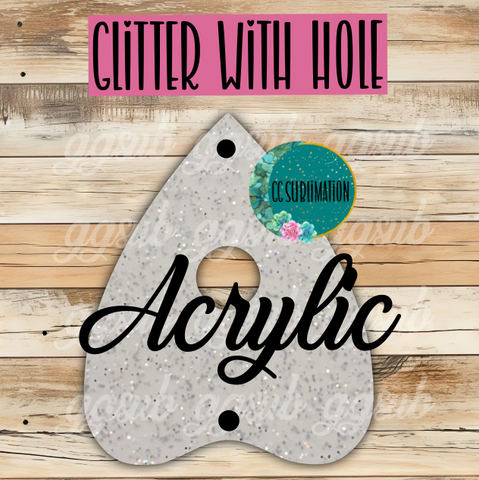 Glitter Planchette TWO HOLES - Sublimation Acrylic