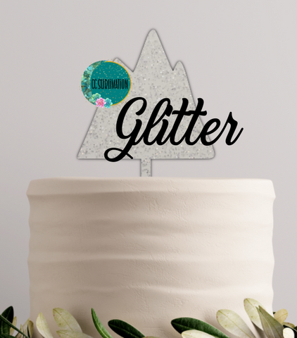 GLITTER Acrylic Mountain cake topper - Sublimation Acrylic