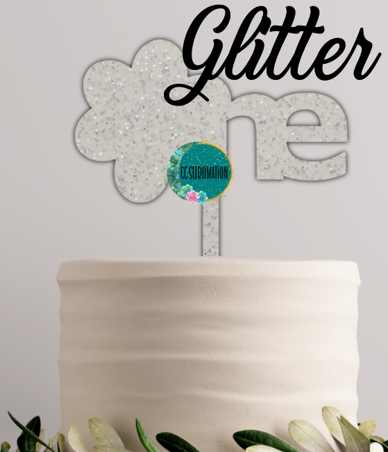 GLITTER Acrylic Flower One cake topper - Sublimation Acrylic