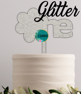 GLITTER Acrylic Flower One cake topper - Sublimation Acrylic