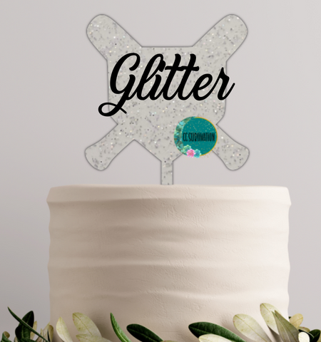 GLITTER Acrylic Homeplate cake topper - Sublimation Acrylic