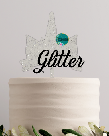 GLITTER Acrylic Unicorn cake topper - Sublimation Acrylic