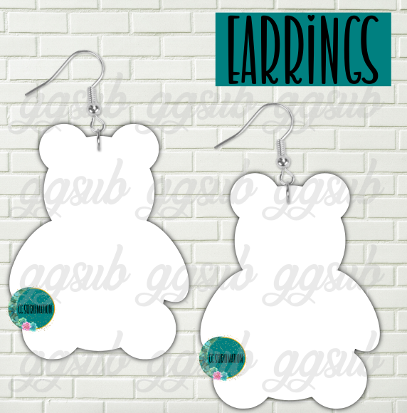 MDF - Teddy bear earrings 2 sizes to choose from