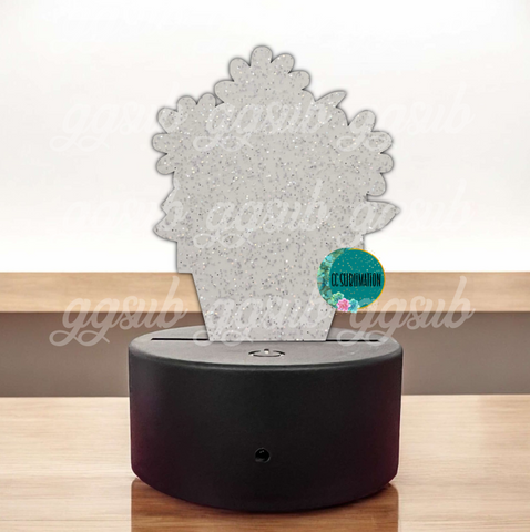 GLITTER  Acrylic Flower pot Light Base Blank - Sublimation Acrylic