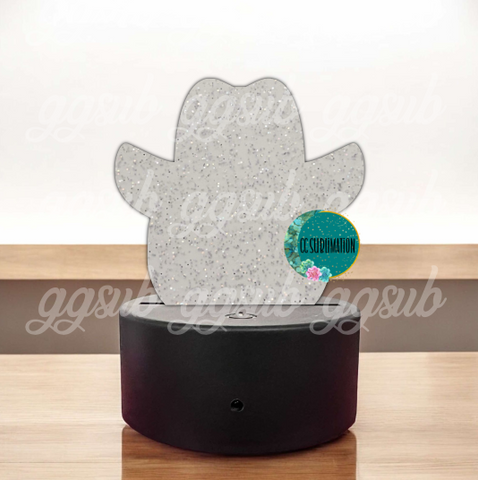 GLITTER Acrylic Cowboy Pumpkin Light Base Blank - Sublimation Acrylic