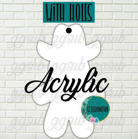 Acrylic Cowboy Gingerbread man With or Without Hole - Sublimation Acrylic