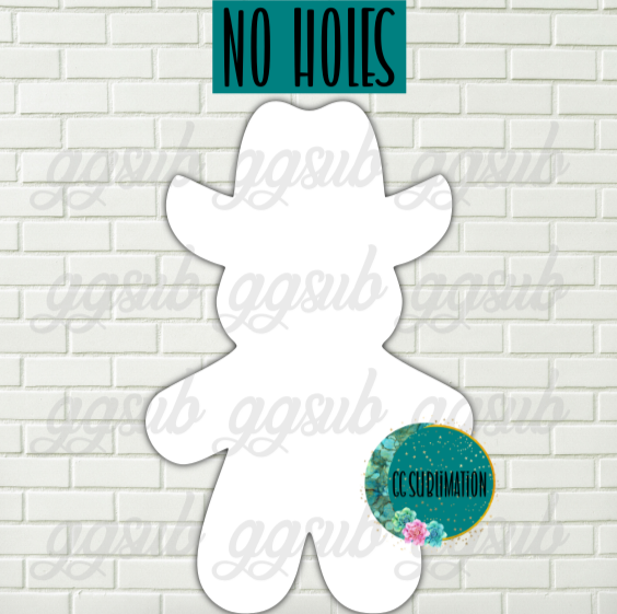 MDF - Cowboy Gingerbread man withOUT holes 2 sizes to choose from (great for badge reels & hairbow centers)