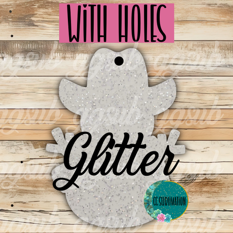 Glitter Cowboy snowman With or Without Hole - Sublimation Acrylic