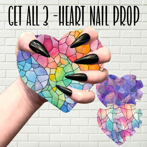 Digital design - 3 set heart nail prop bundle