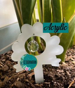 Flower with banner with hole Garden Stake - Sublimation Acrylic