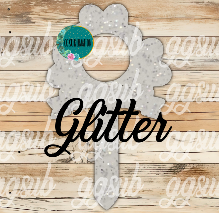 Flower with banner with hole Garden Stake - Sublimation GLITTER Acrylic