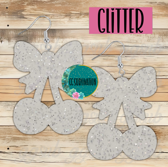 Acrylic Glitter Cherries with bow 5 & 10 pairs 1, 1.5, & 2 inch size - Sublimation Acrylic