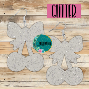 Acrylic Glitter Cherries with bow 5 & 10 pairs 1, 1.5, & 2 inch size - Sublimation Acrylic