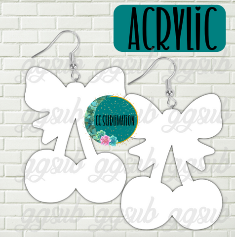 Acrylic Cherries with bow 5 & 10 pairs 1.5 & 2 inch size - Sublimation Acrylic