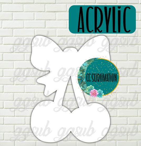 Acrylic Cherries with bow With or Without Hole - Sublimation Acrylic