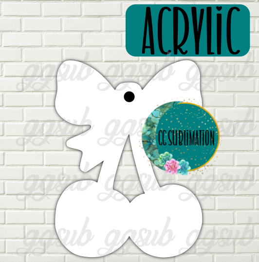 Acrylic Cherries with bow With or Without Hole - Sublimation Acrylic