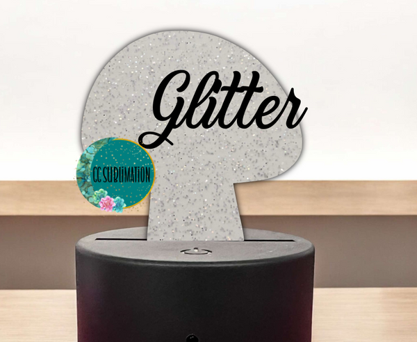 GLITTER Acrylic Mushroom Light Base Blank- WITH OR WITHOUT HOLE - Sublimation Acrylic