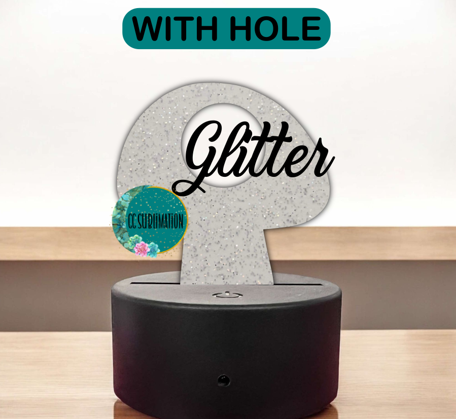 GLITTER Acrylic Mushroom Light Base Blank- WITH OR WITHOUT HOLE - Sublimation Acrylic