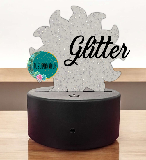 GLITTER Acrylic Sun Light Base Blank- WITH OR WITHOUT HOLE - Sublimation Acrylic