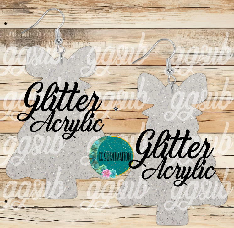 Acrylic Glitter Tree with bow 5 & 10 pairs 1.5 & 2 inch size - Sublimation Acrylic