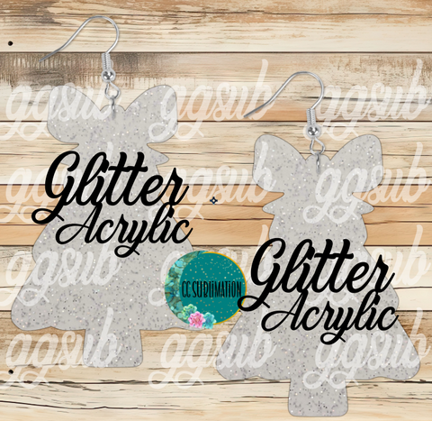 Acrylic Glitter Tree with bow 5 & 10 pairs 1.5 & 2 inch size - Sublimation Acrylic