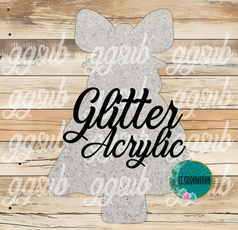 Acrylic Glitter Tree with bow 10 or 20 count 1.5 & 2 inch size( FOR BADGE REELS) - Sublimation Acrylic