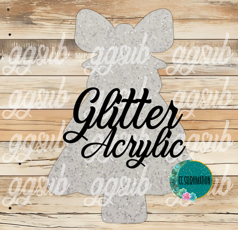 Acrylic Glitter Tree with bow 10 or 20 count 1.5 & 2 inch size( FOR BADGE REELS) - Sublimation Acrylic
