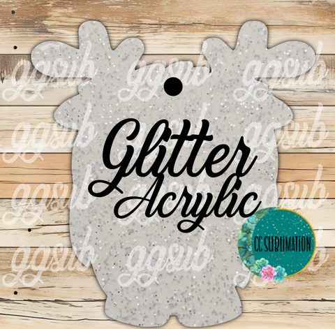Glitter Acrylic - Reindeer gnome With or Without Hole - Sublimation Acrylic