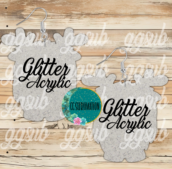 Glitter Acrylic Tree with bow 5 & 10 pairs 1.5 & 2 inch size - Sublimation Acrylic