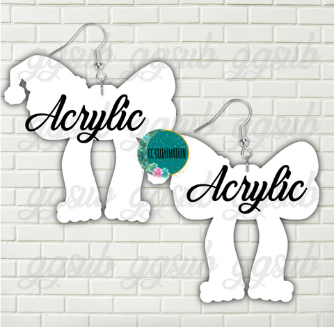 Acrylic - Santa bow 5 & 10 pairs 1.5 & 2 inch size - Sublimation Acrylic
