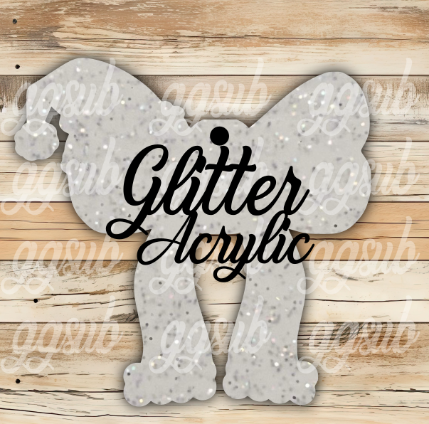 Glitter Acrylic - Santa bow With or Without Hole - Sublimation Acrylic