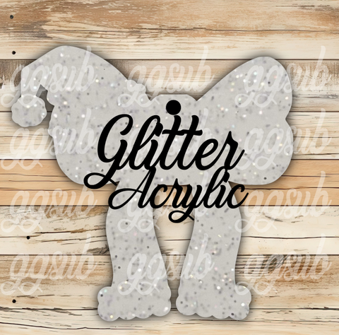 Glitter Acrylic - Santa bow With or Without Hole - Sublimation Acrylic