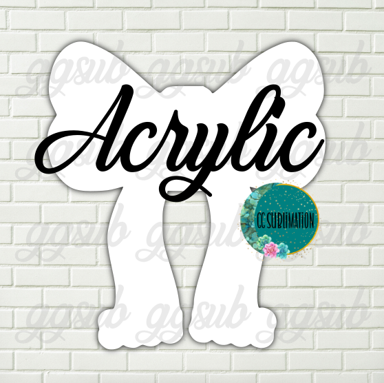 Acrylic- Christmas bow With or Without Hole - Sublimation Acrylic